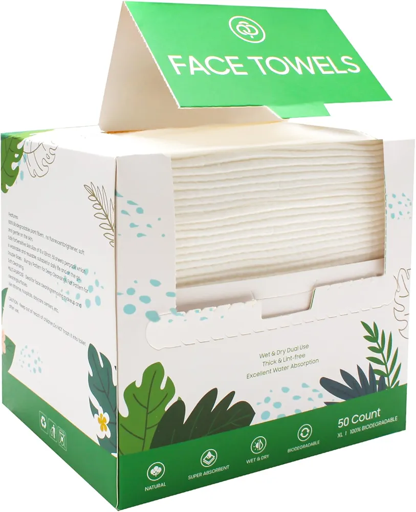 Clean Towels 100% Face Towel, Disposable Face Towelette, Makeup Remover Dry Wipes, Ultra Soft