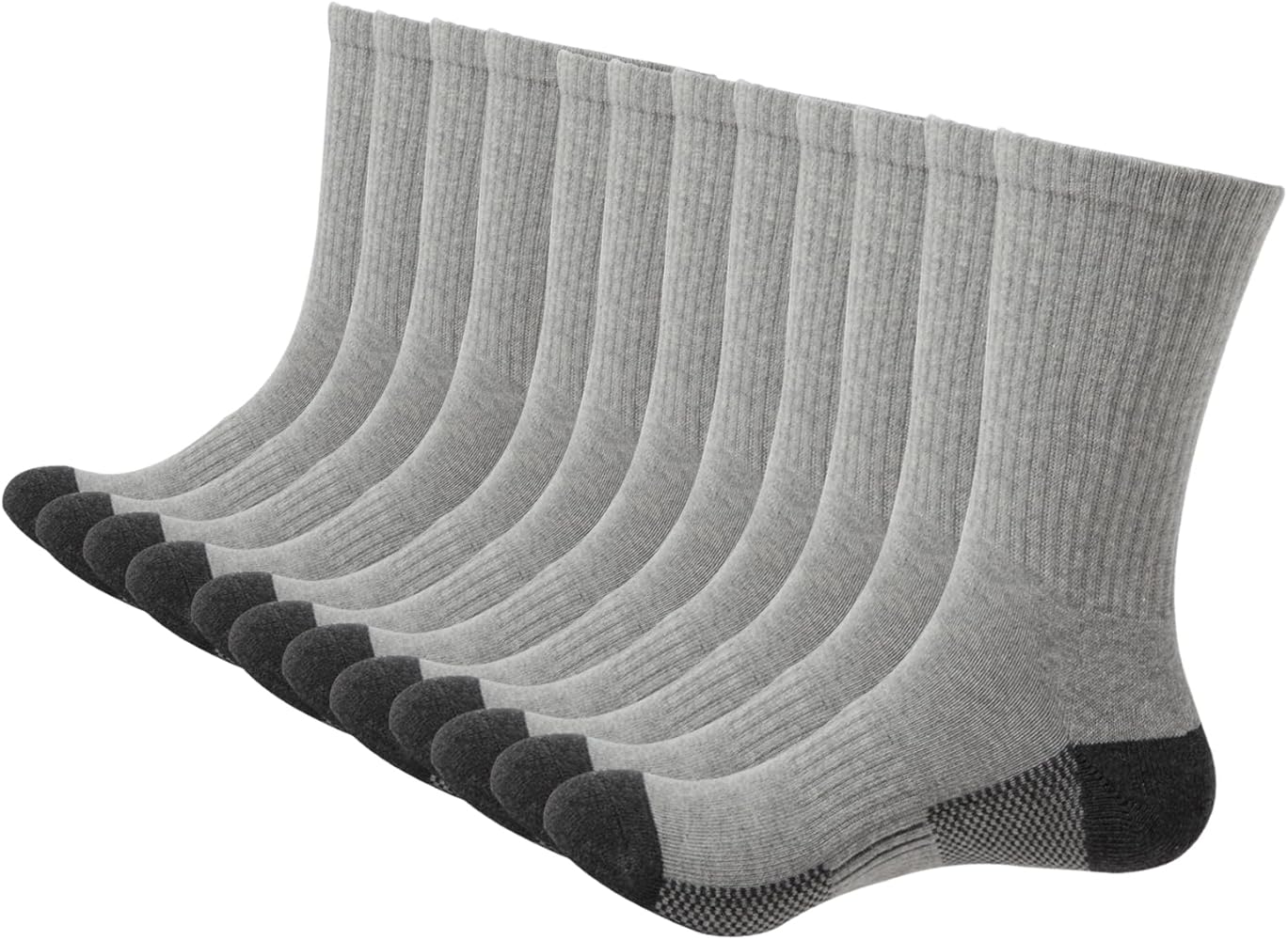 Men's Cotton Moisture Wicking Heavy Cushion Crew Work Socks,6-12, 6Pairs