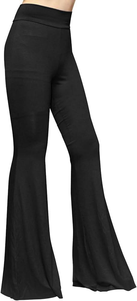 ShopMyTrend SMT Women's High Waist Wide Leg Long Palazzo Bell Bottom Yoga Pants