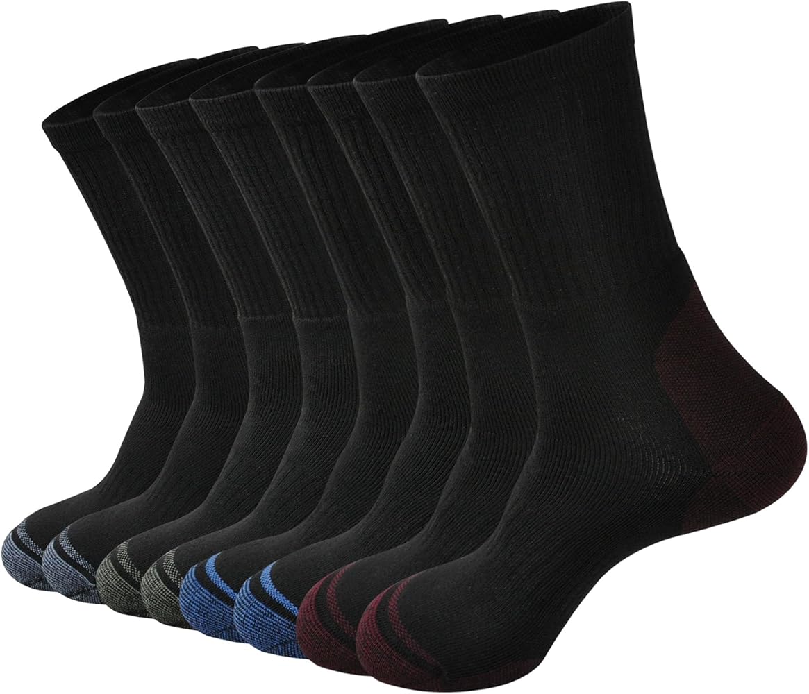 GKX Men's Cotton Athletic Moisture Control Heavy Duty Work Boot Cushion Crew Socks Multi Pack