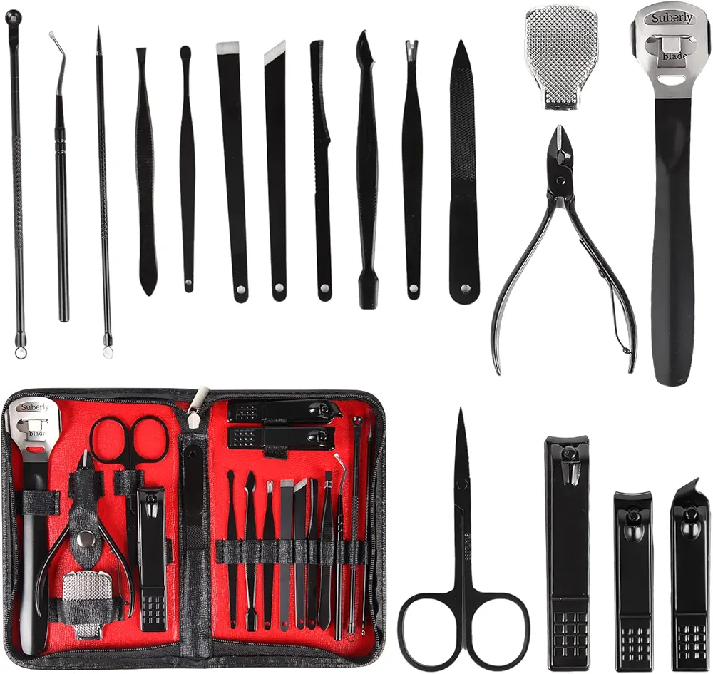 Manicure Set and Nail Clippers Set Pedicure Kit 18 in 1,Stainless Steel Material Cuticle Trimmer, Professional Nail Clipper Set, Portable Travel Grooming Set,Also A Great Gift.