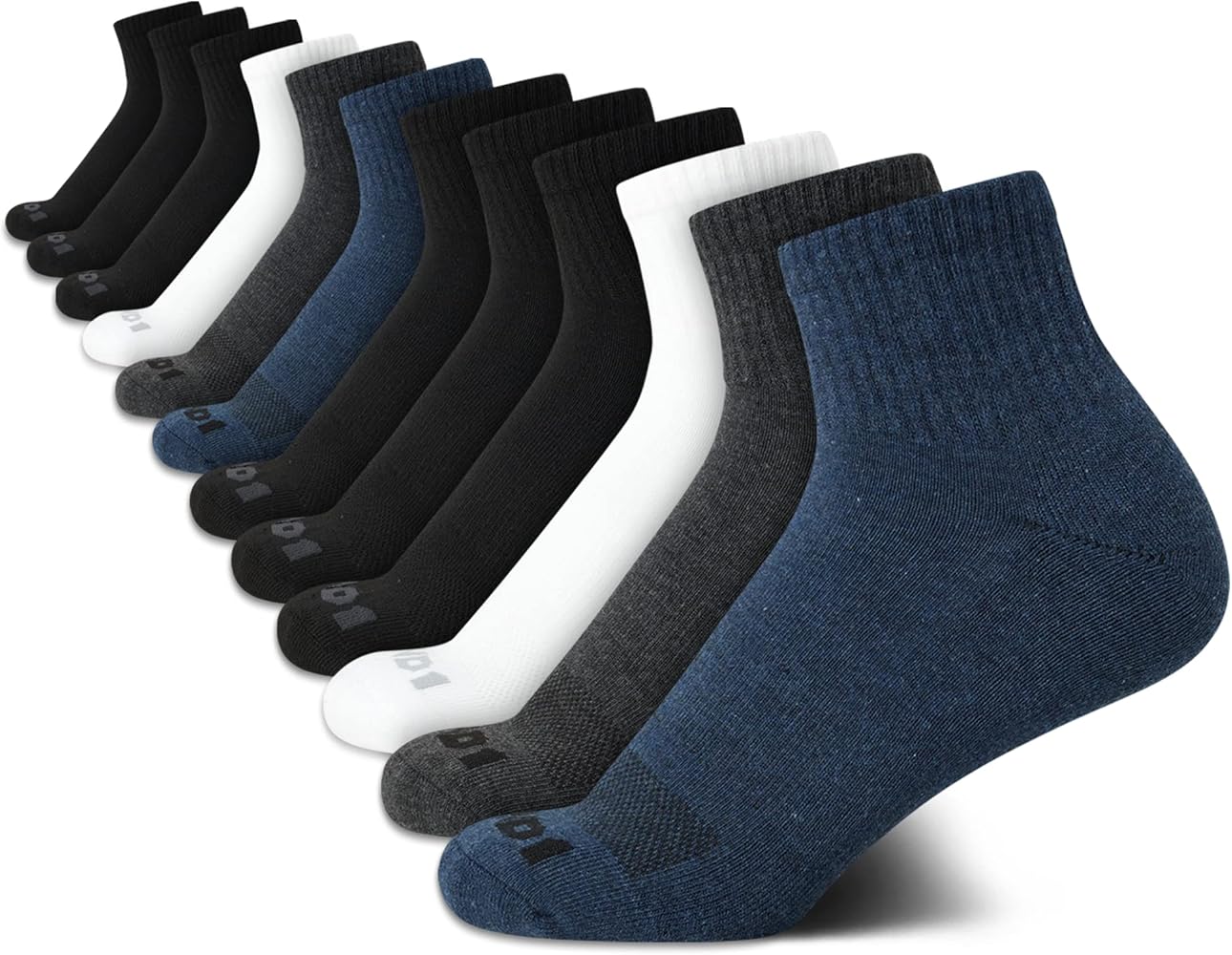 AND1 Men's Quarter Socks - 12 Pack Cushioned Athletic Ankle Socks for Men - Performance Stretch Mens Sports Socks (6-12.5)