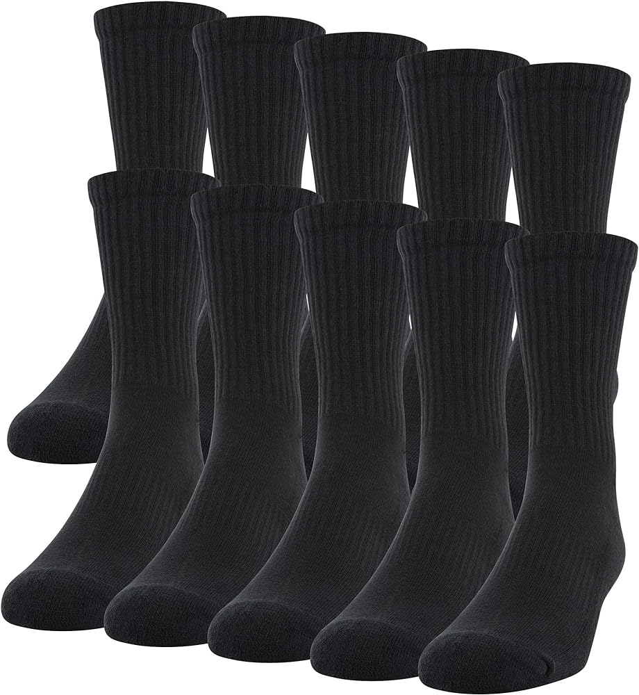 Gildan Men's Active Cotton Crew Socks, 10-pairs