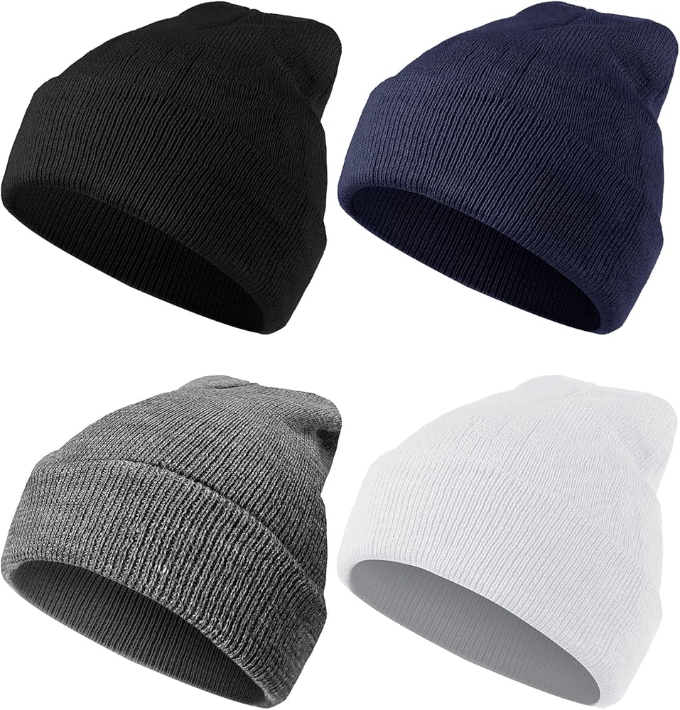 Geyoga 4/6 Pack Beanie Hats Pack for Men Women Winter Hats Knitted Cuffed Beanie Caps