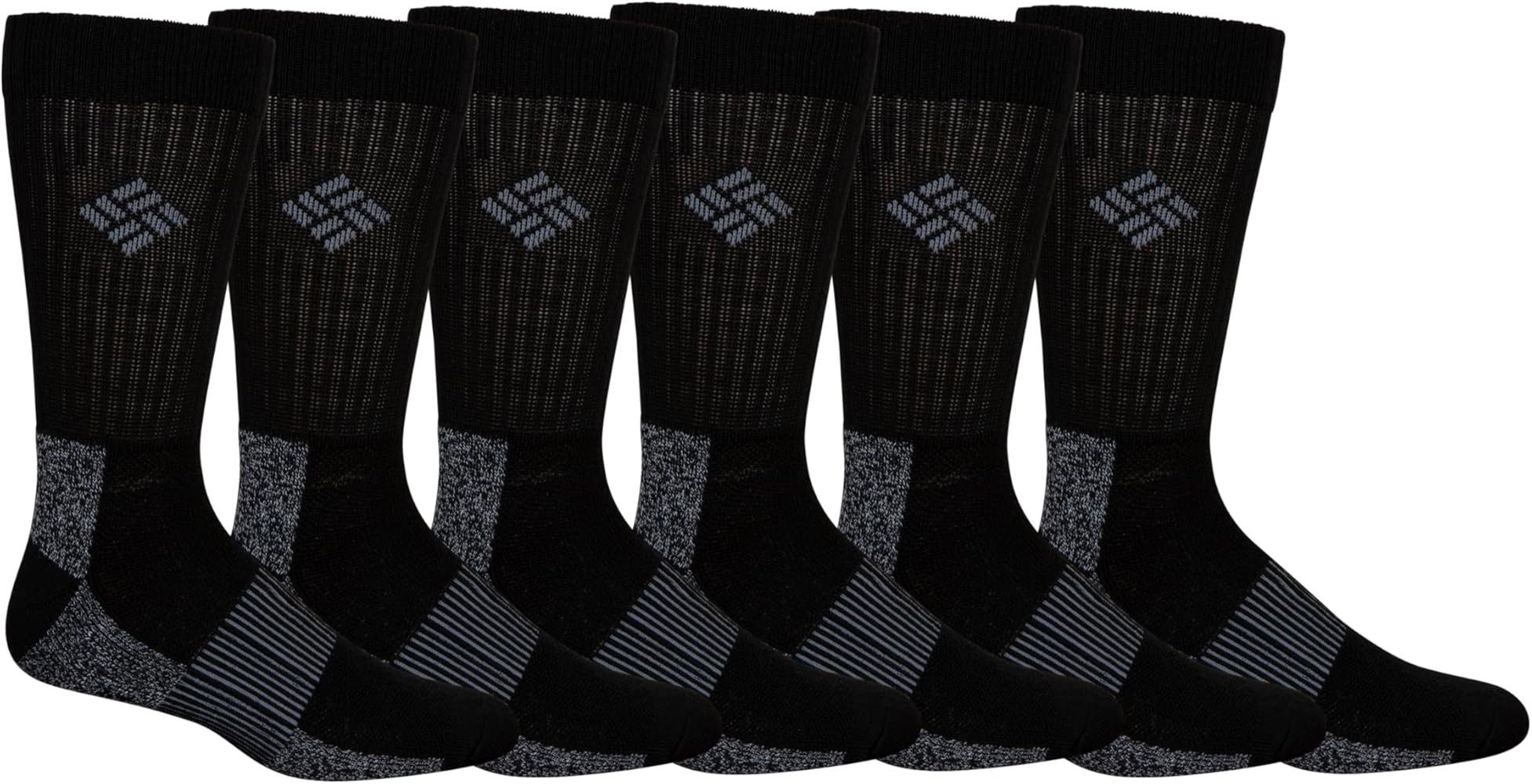 Columbia Men's Moisture Control Crew Socks, Black, 6-12 US