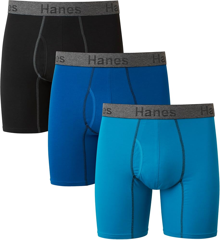 Hanes Men's Comfort Flex Fit Boxer Briefs, Ultra Soft Stretch, Long Leg & Regular Leg, 3- Pack