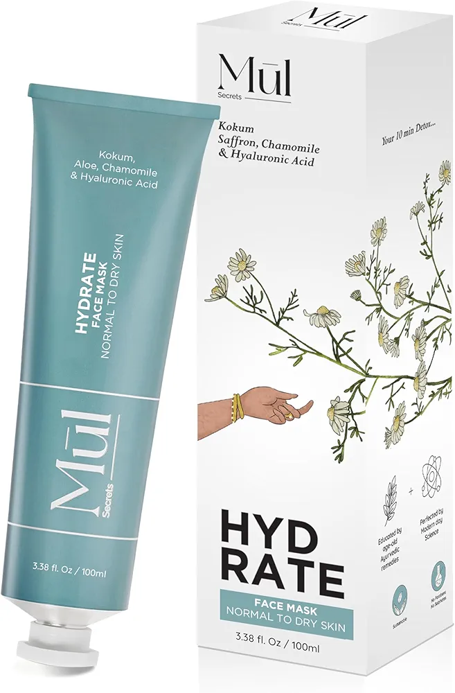 Hydrate - Skin Hydrating Face Mask & Scrub with Hyaluronic Acid 3.4 fl.oz - Ultra-Hydrating Dual-Use Face Mask - Softening, Brightening & Plump Skin - For Normal to Dry skin