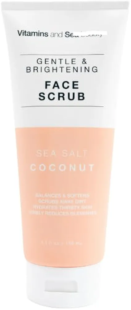 NEWLY Coconut Face Scrub Gentle Brightening Sea Salt, For All Skin Types, 5.1 fl oz (1 Pack, Packaging May vary)