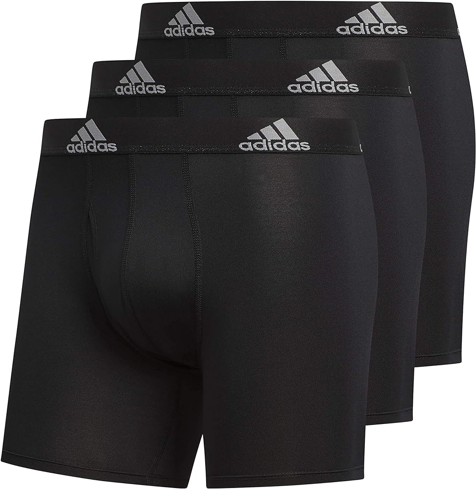 adidas Men's Performance Boxer Brief Underwear (3-Pack), Black/Light Onix Grey, Large