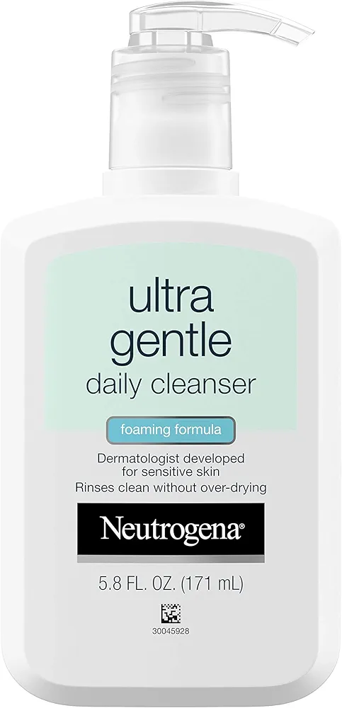 Neutrogena Ultra Gentle Foaming Facial Cleanser, Hydrating Face Wash for Sensitive Skin, Gently Cleanses Face Without Over Drying, Oil-Free, Soap-Free, 5.8 fl. oz