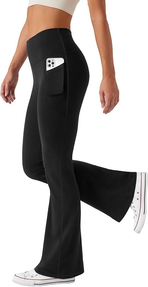 Women's Flare Yoga Pants with Pockets High Waist Casual Bell Bottom Bootcut Leggings