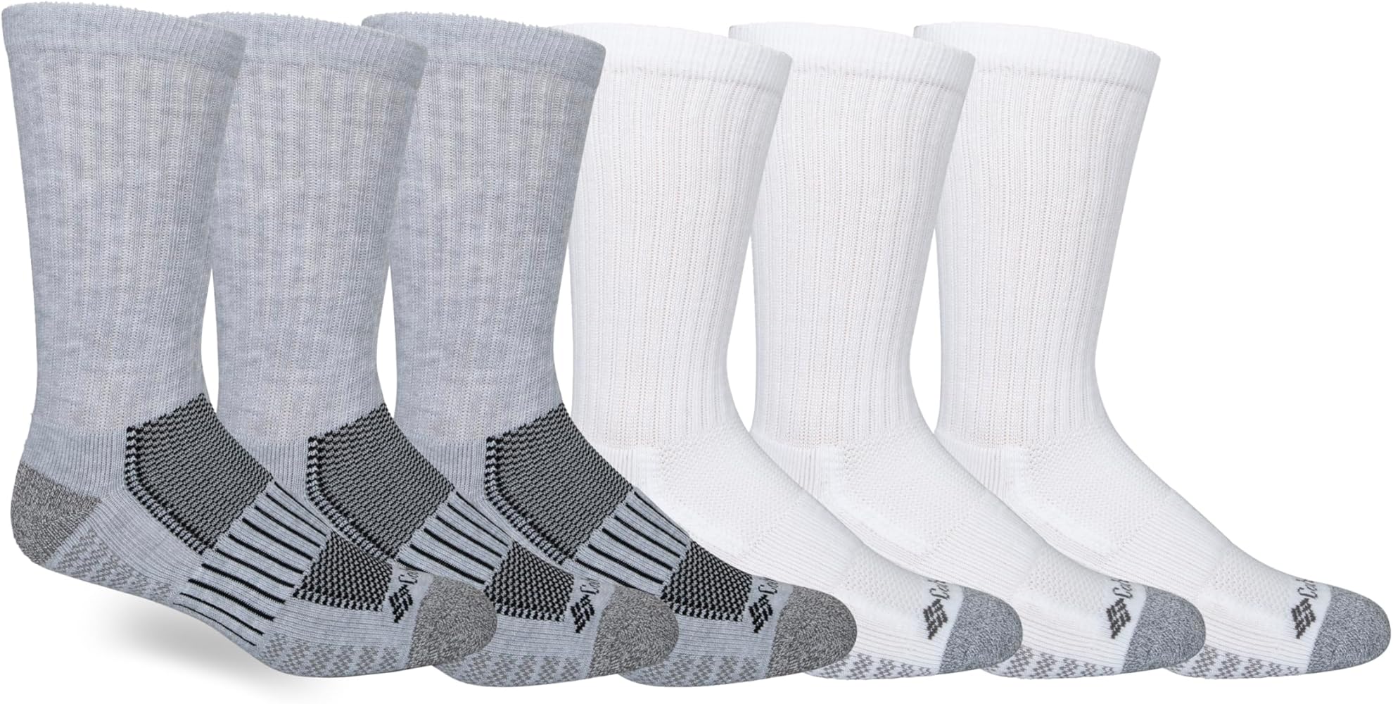 Columbia Men's Pique Weave Crew Socks with Arch Support, 6 Pairs