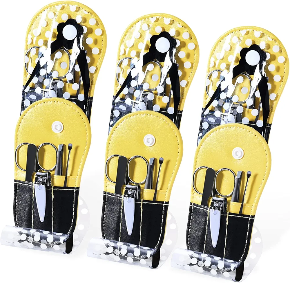 Polka Dot Flip Flop Manicure Sets Manicure Kit Shape Personal Care pack of 6 Yellow