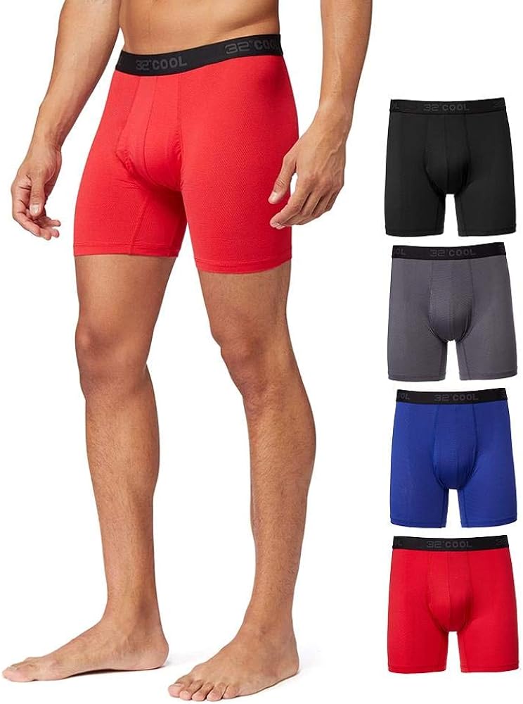 32º DEGREES Mens 4-Pack Active Mesh Quick Dry Performance Boxer Brief