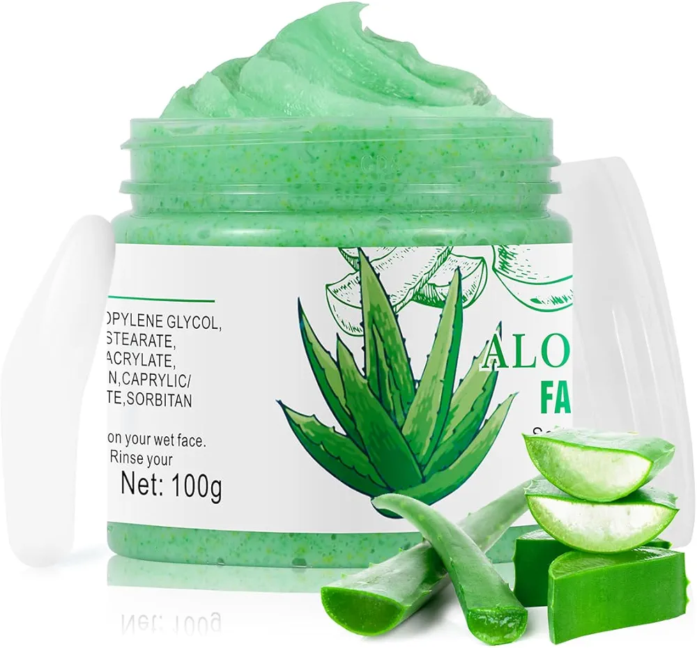 Facial Scrub Aloe Vera Face Scrub, Facial Exfoliating Scrub, Exfoliating Face Wash,Deep Cleansing Facial Exfoliator,Face Scrub Exfoliating for Blackhead, Facial Cleanser for Acne