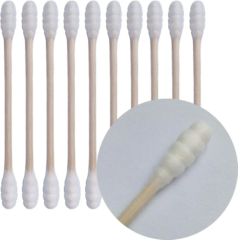 Wooden Stick Cotton Swabs 800 Count - Double Spiral Cotton Heads with Sturdy Handle - Multipurpose