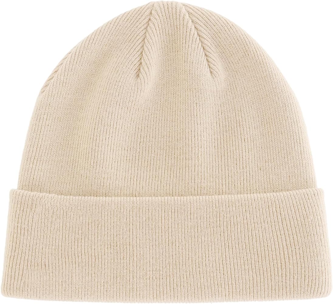 100% Cotton Beanie Hat Knit Winter Hats for Women Men, Slouchy Beanies Cuffed Skull Cap Womens Warm Ski Hat