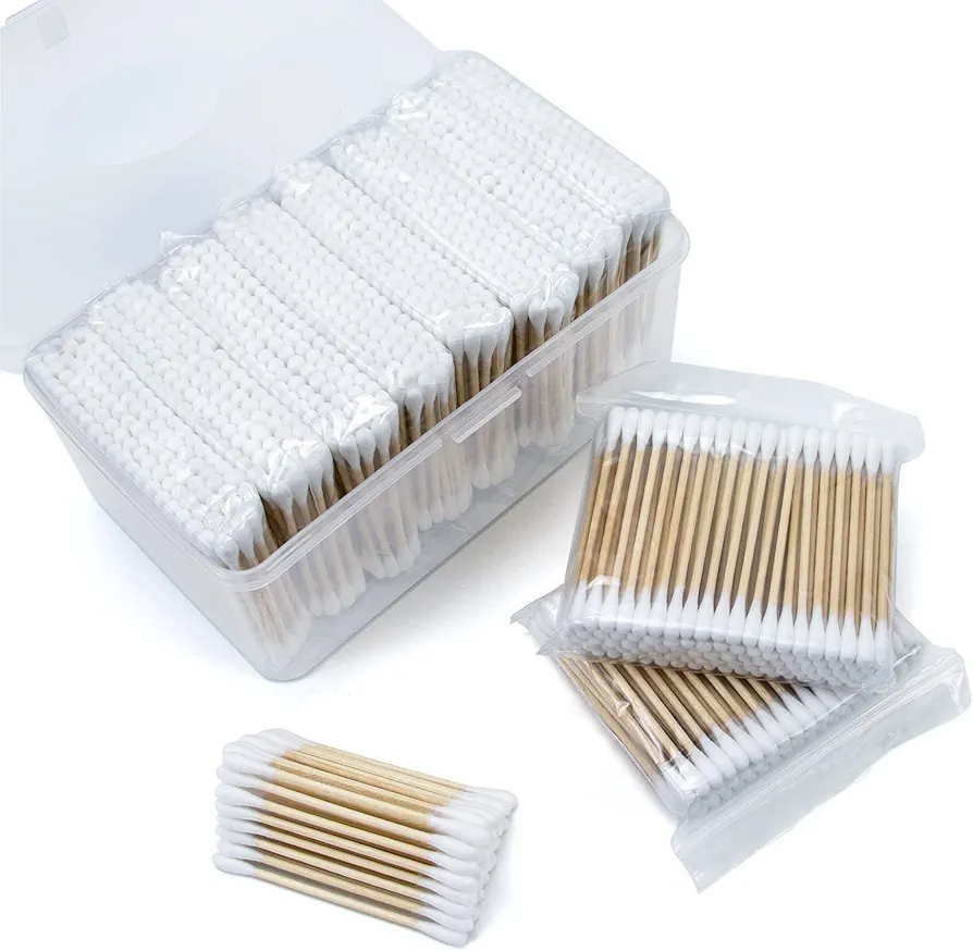 Cotton Swabs with Wooden Sticks, Cotton Swabs for Ears Cleaning, 1000 Count