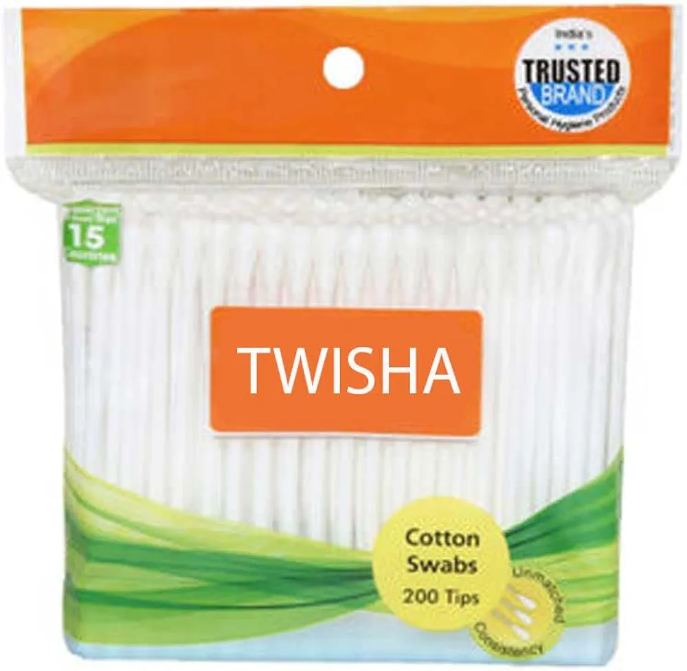 Twisha 100% Organic Cotton Swabs 400 Count, 100% Cotton Double-Tipped, White Paper Sticks (compostable + Biodegradable), Travel Pack (4 Pack of 100 Swabs Each)