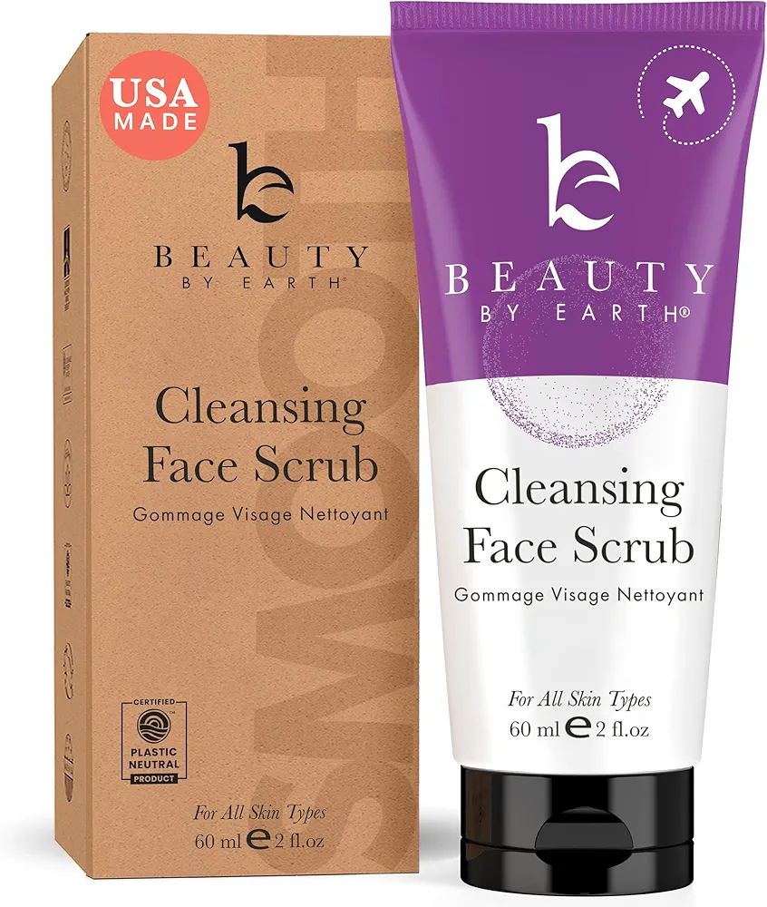 Facial Scrub Exfoliator - USA Made with Natural & Organic Ingredients, Gentle Exfoliating Face Wash Scrub, Facial Exfoliante Para la Cara for Sensitive & Acne Prone Skin, Microdermabrasion Scrub