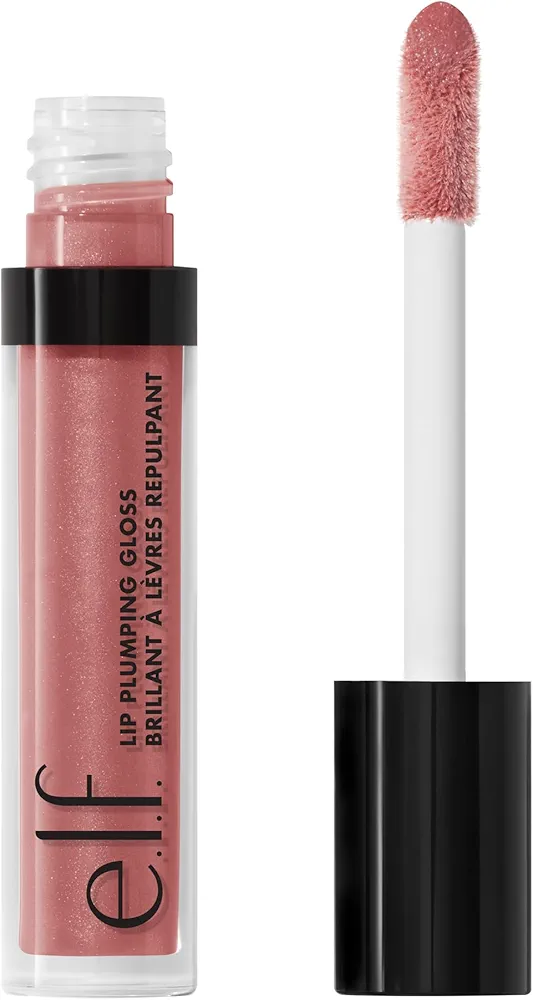 e.l.f. Lip Plumping Gloss, High-Shine Liquid Lip Color, Creates Fuller Lips & Plumper Pout, Moisturizing Formula, Mauve Lady, 0.09 Fl Oz