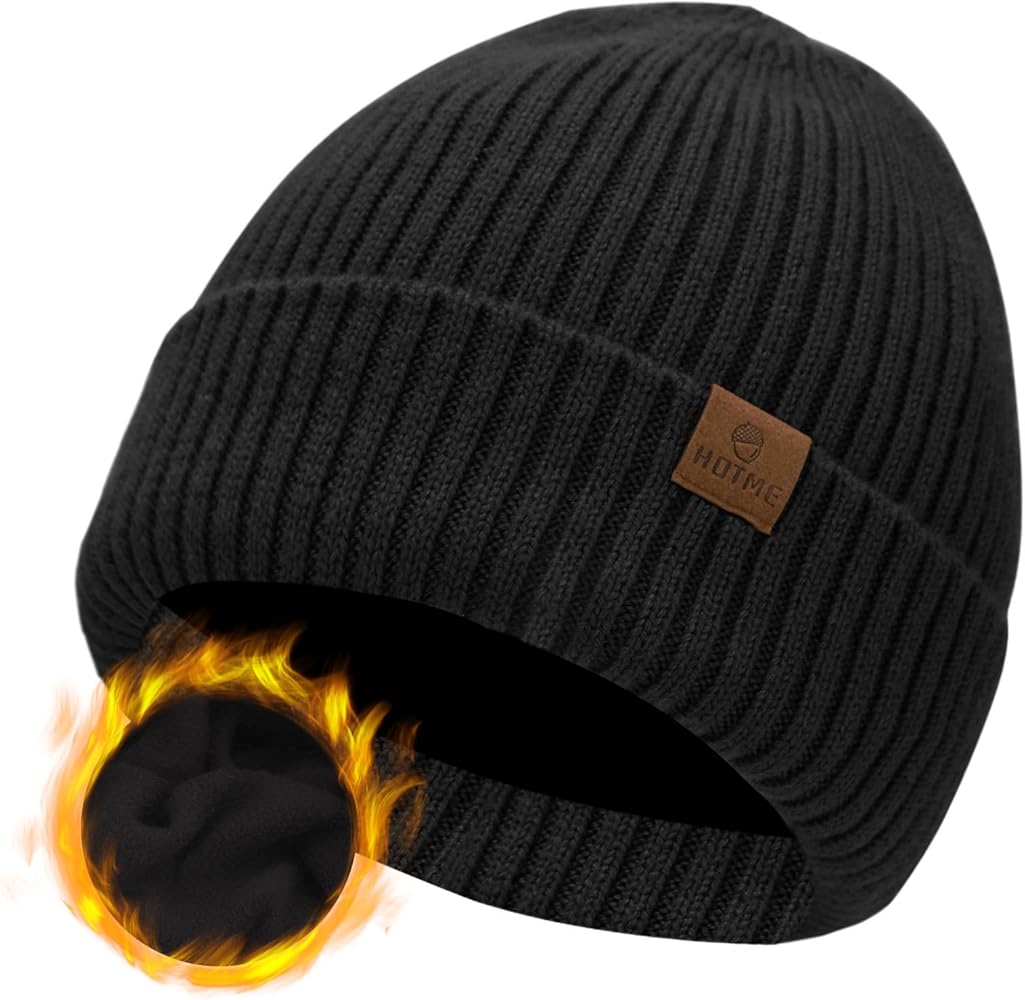 ZTL Merino Wool Beanie Hat for Men Women, Thick Warm Fleece Lined Knit Winter Hats Cuffed Beanie Stocking Hat Ski Skull Cap