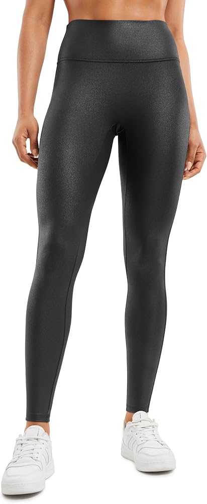 CRZ YOGA Butterluxe Matte Faux Leather Leggings for Women 28'' - No Front Seam High Waist Stretch Tights Pleather Pants