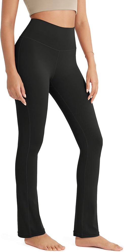 ODODOS Cloud Feeling Straight Leg Pants with Back Pocket for Women, High Waist Casual Lounge Yoga Pants- 28" / 30" Inseam