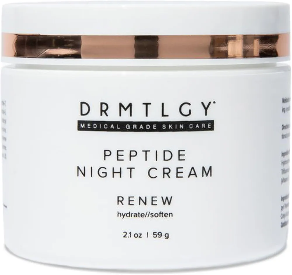 DRMTLGY Peptide Night Cream Face Moisturizer. Fragrance Free and Oil Free Hydrating Facial Moisturizer for All Skin Types. 2.1 oz