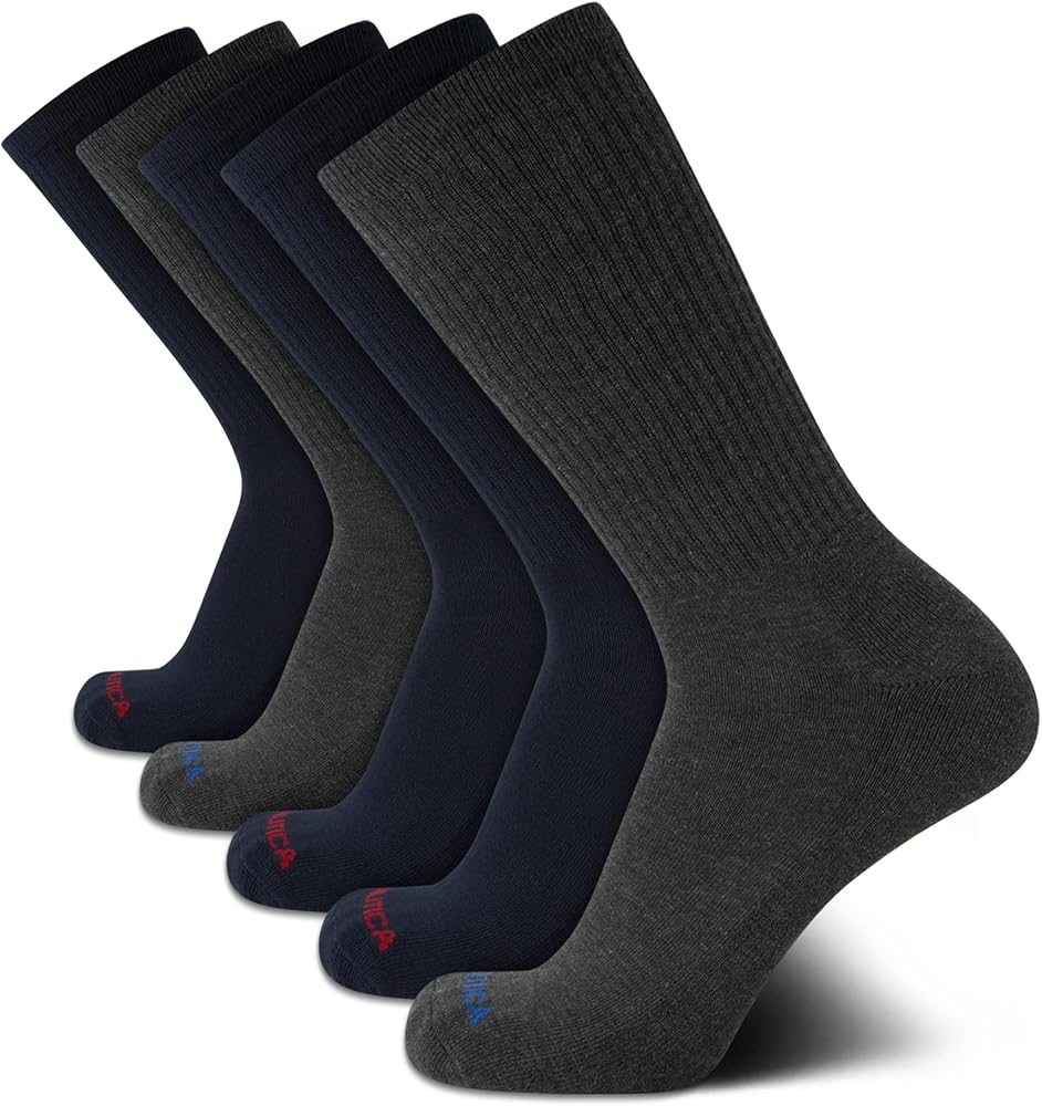 Nautica Men's Crew Socks - 5 Pack Performance Cushion Comfort Crew Socks - Athletic Socks for Men (6-12.5)