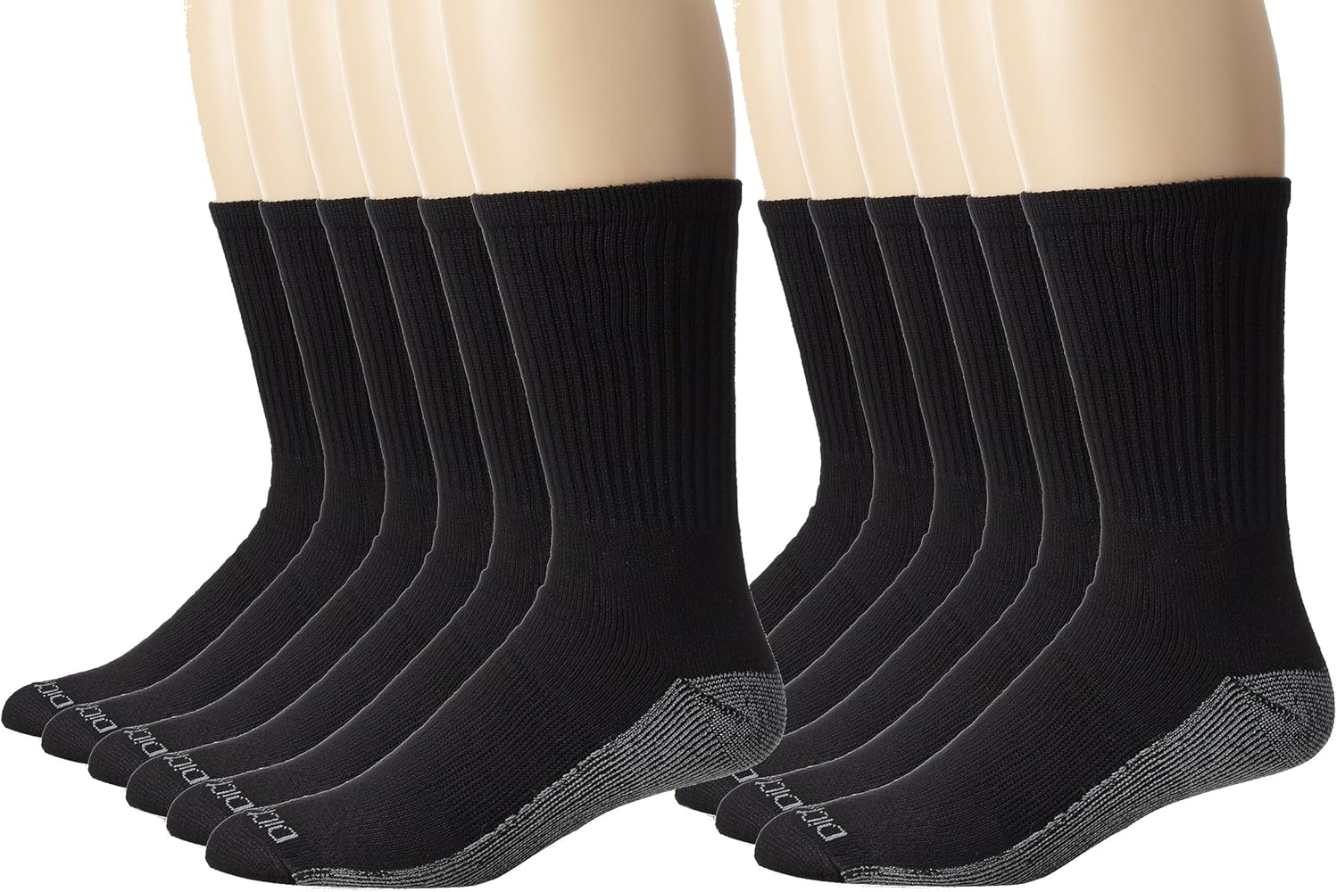 Dickies Men's Dri-tech Moisture Control Crew Socks Multipack, Black (12 Pairs), Shoe Size: 6-12