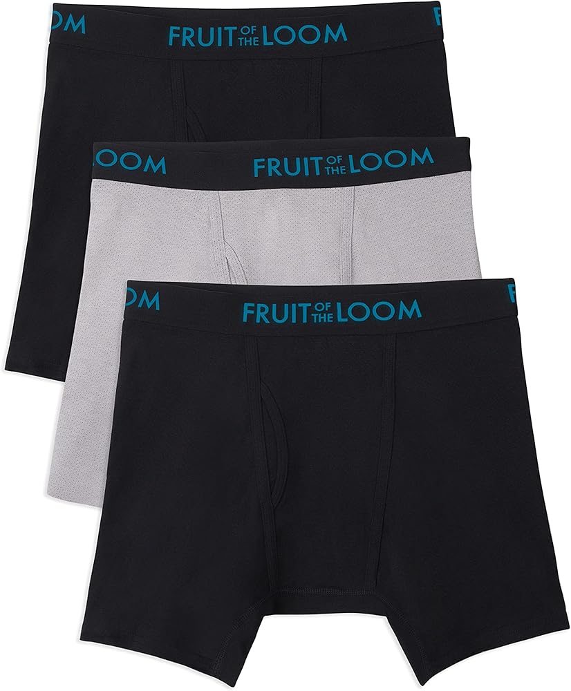 Fruit of the Loom Men's Breathable Boxer Briefs, Moisture Wicking Underwear, Assorted Color Multipacks