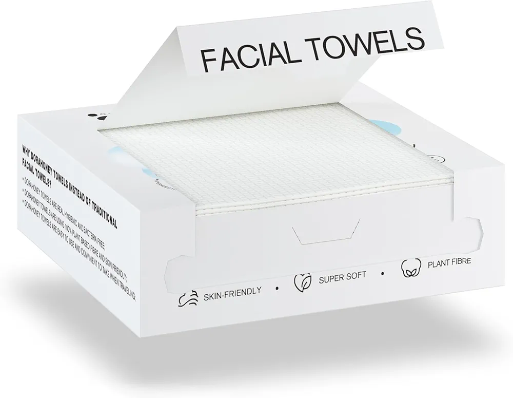 Disposable Face Towels, 12"×12" Extra Large Face Towelettes, Ultra Soft Facial Towels for Sensitive Skin, Makeup Remover Dry Wipes,Thick Face Towel for Travel,20 Count (1 Pack)