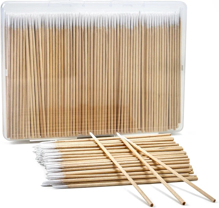 400PCS Pointed Cotton Swabs with Storage Case - Precision Tip Cotton Swabs with Wooden Sticks - Microblading Cotton Swab 4 inch - Cotton Swabs for Makeup, Tattoo Permanent Supplies