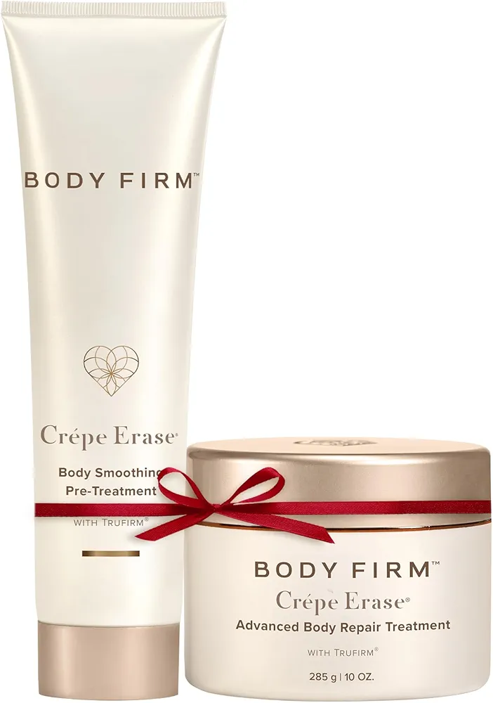 Crepe Erase 2-Step Advanced Body Care Treatment, Anti-Aging Skin Care for Body/Neck, Firming Moisturizer Cream + Body Exfoliating Pre-Treatment, Supports Wrinkle, Crepe Skin, Collagen