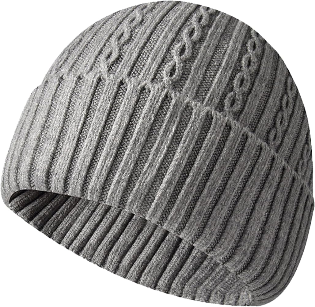 Cuffed Beanie Hats for Men Women, Warm Thick Windproof Unisex Soft Stretchy Classic Knit Beanie Cap for Autumn Winter