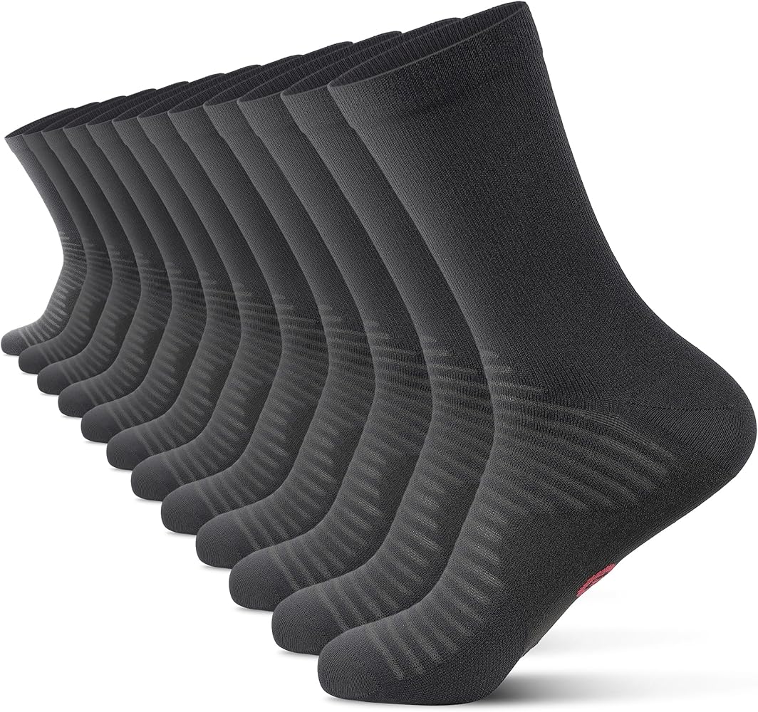 PAPLUS Compression Athletic Crew Socks (6 Pairs) for Men & Women