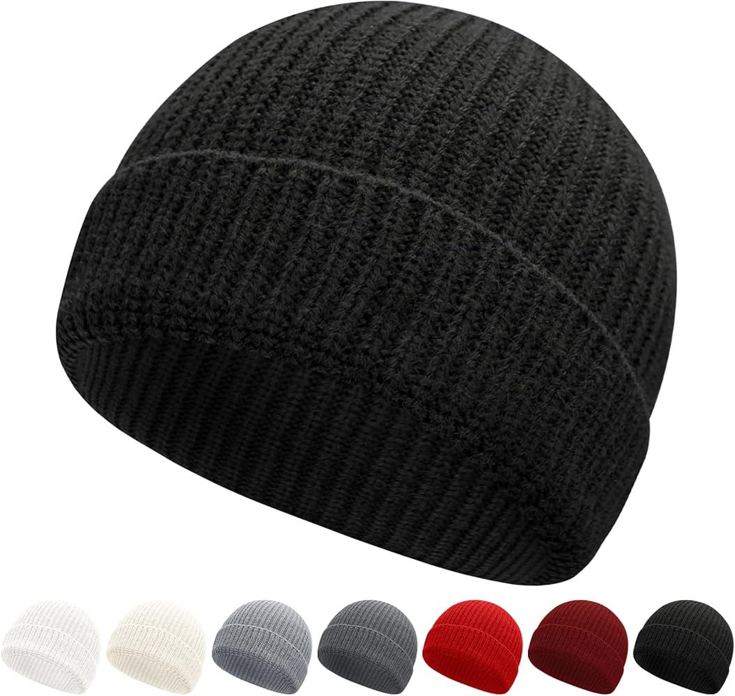 NPQQUAN Fisherman Beanies for Men Women Short Cuff Knit Beanie Winter Warm Hats Cap