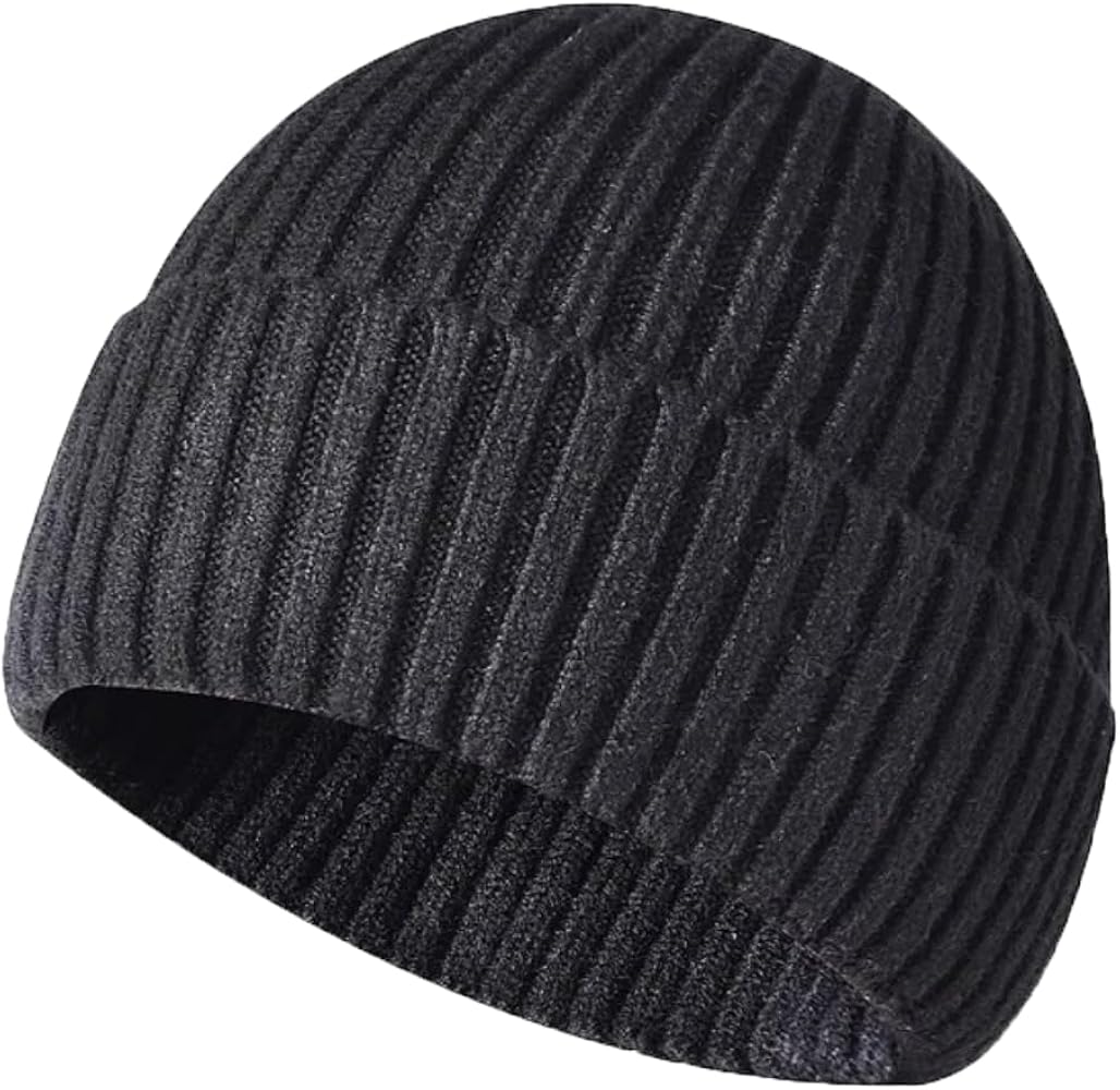 100% Wool Cuffed Knit Beanie Hat, Classic