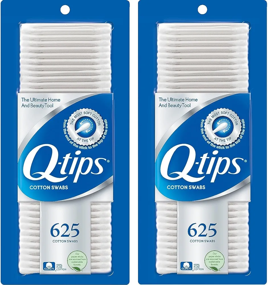 Q-tips Cotton Swabs For Hygiene and Beauty Care Original Cotton Swab Made With 100% Cotton 625 Count (Pack of 2)