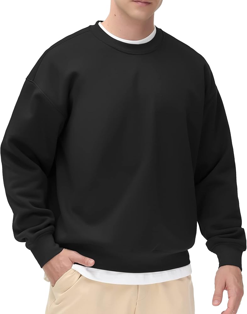 THE GYM PEOPLE Men's Fleece Crewneck Sweatshirt Thick Loose fit Soft Basic Pullover Sweatshirt