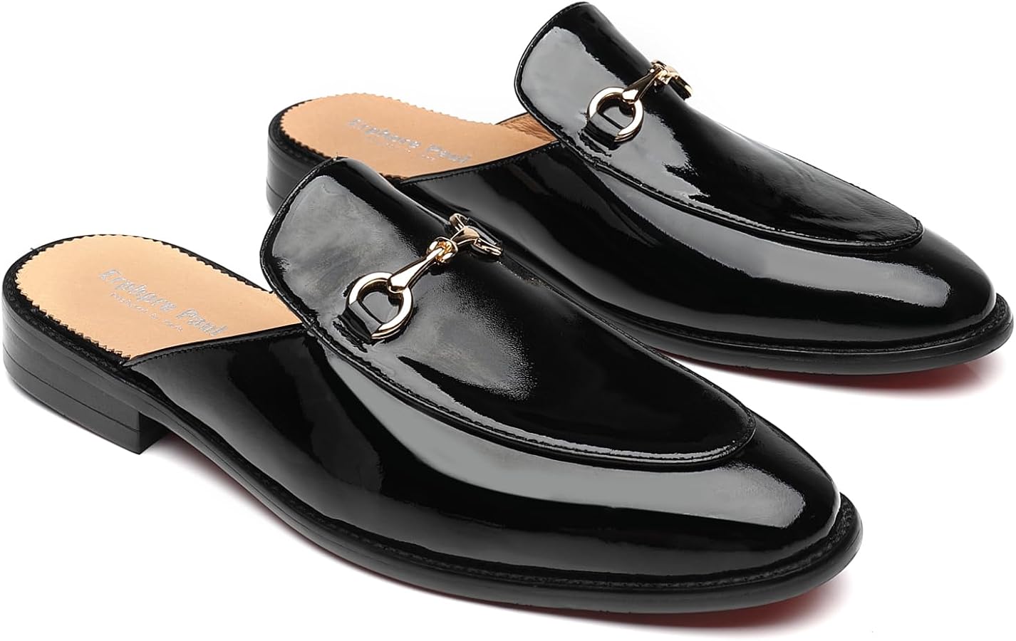 Mens Black Backless Loafers Genuine Leather Mules Shoes