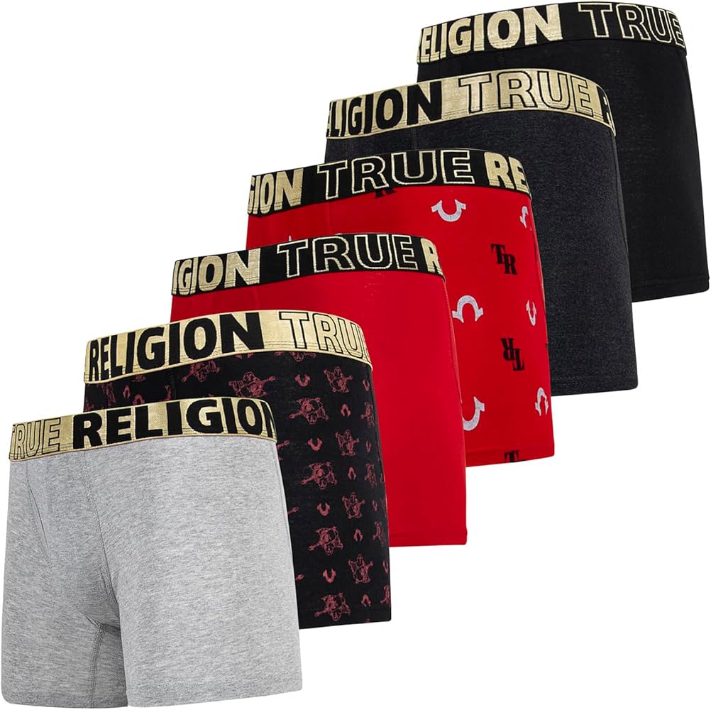 True Religion Mens Boxer Briefs Cotton Stretch Underwear for Men Pack of 6