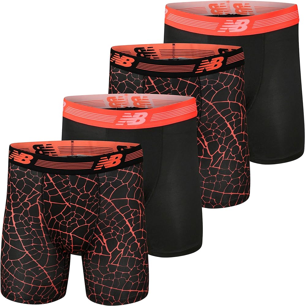 New Balance Men's Performance 6" No Fly Boxer Brief (4 Pack)