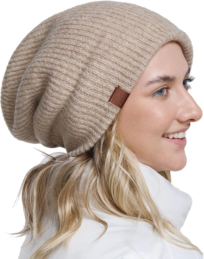 Extra Large Slouchy Winter Hat for Cold Weather, Warm Loose Slouch and Cuffed Beanie Hats for Women Men