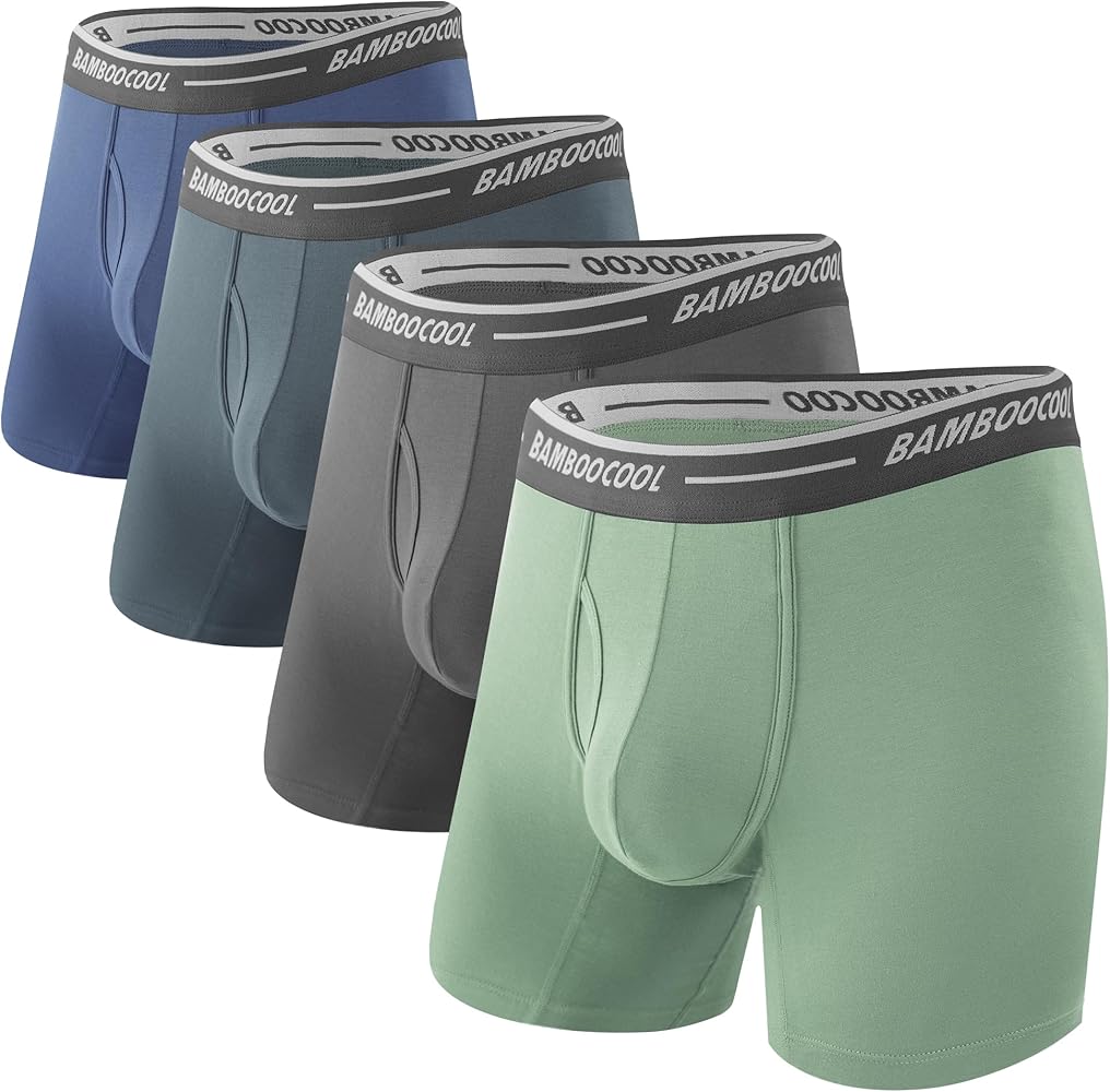 BAMBOO COOL Men's Underwear Boxer Briefs Soft Breathable Underwear (4 or 7 Pack)