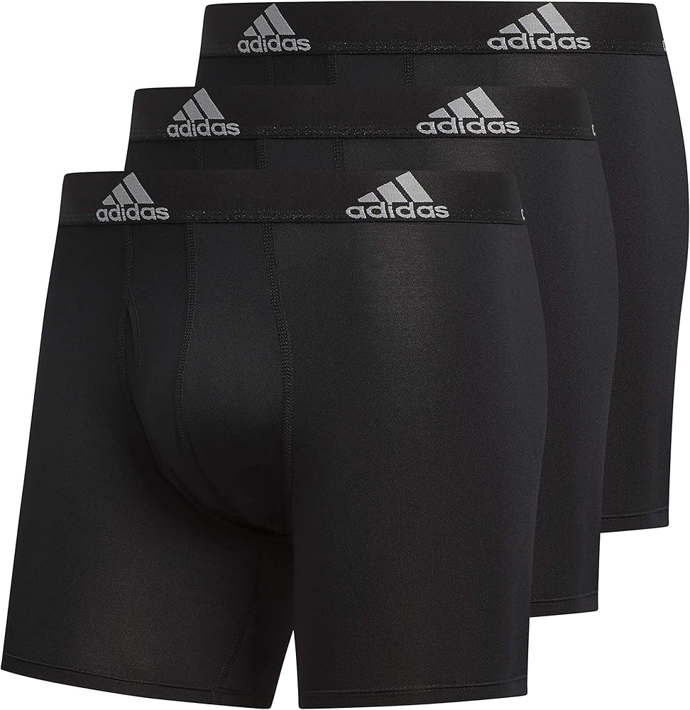 adidas Men's Performance Boxer Brief Underwear (3-Pack), Black/Light Onix Grey, Small