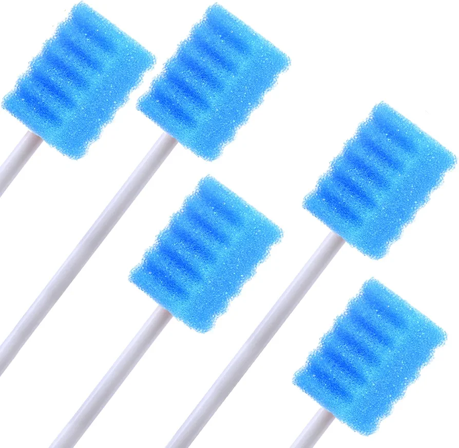 250 Pcs Disposable Mouth Swabs Sponge, BVN Oral Swabs, Oral Care Swabs Disposable, Mouth Swabs, Unflavored and Sterile Disposable Dental Swabsticks for Mouth Cleaning, Blue