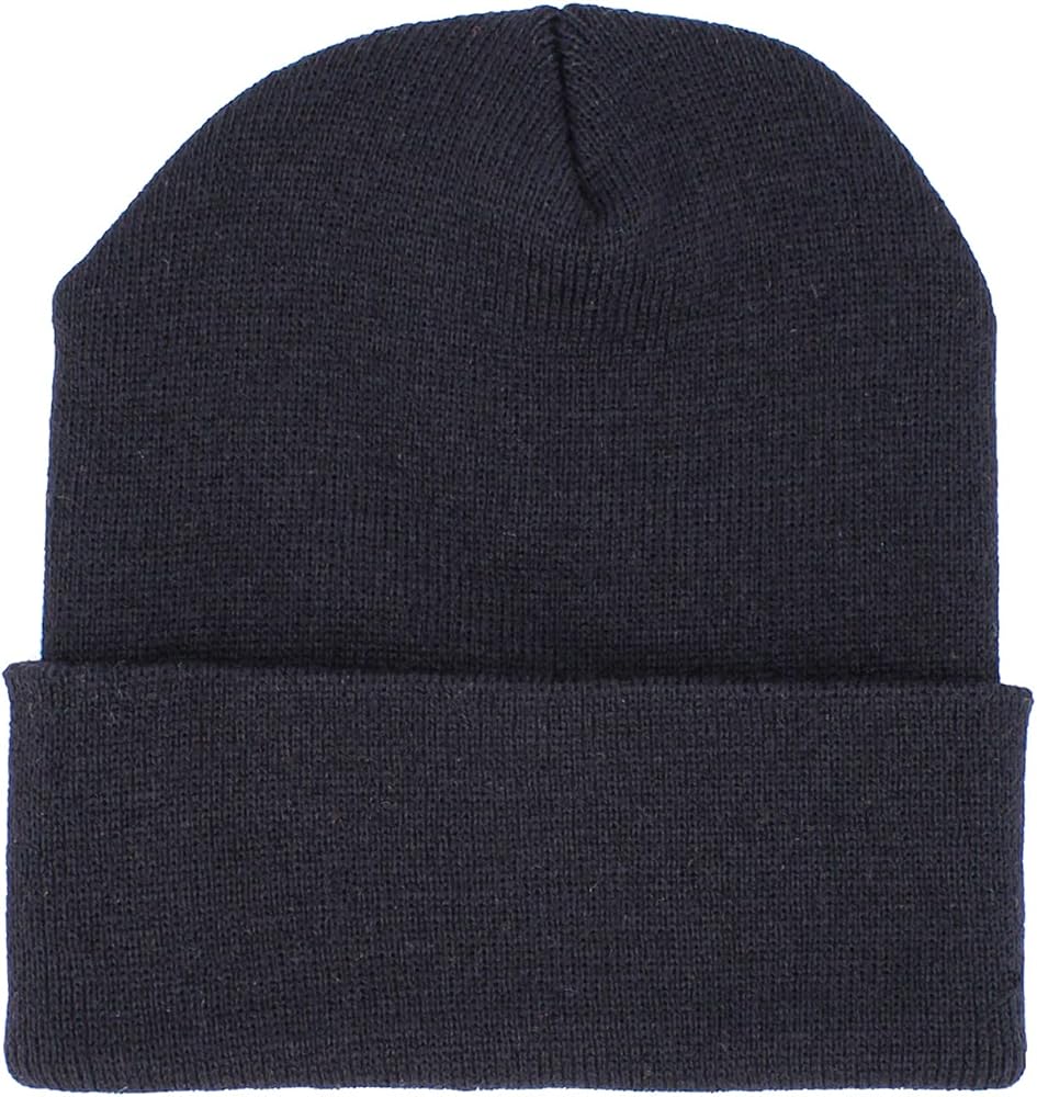 KBETHOS Made in USA Classic Men's Women's Cuffed Folded Acrylic Knit Beanie Hat Solid Unisex Cold