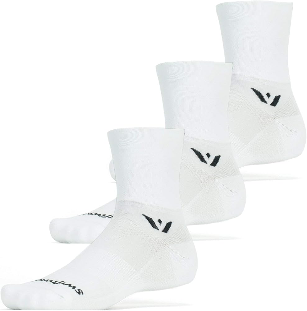 Swiftwick- ASPIRE (3 Pairs) Quarter Crew Cycling & Trail Running Socks, Compression Fit